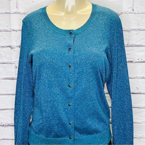 TALBOTS Marine Blue Metallic Cardigan - Picture 2 of 8